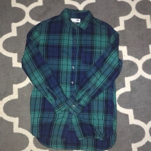 Green and Blue Boyfriend Button Down